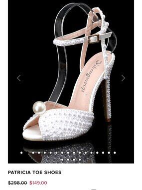 White Bridal Wedding Pearl Studded High Heel Size 37 NWB